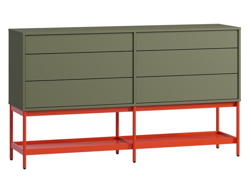 Комод Изи 158x91 оливковый оранжевый с открытым хранением