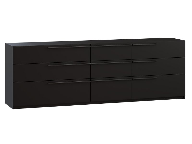 Черный комод Кимбол 210x70 с глубокими ящиками