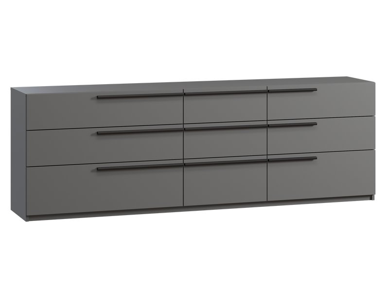 Комод Кимбол 210x70 Графитовый с ящиками на роликах