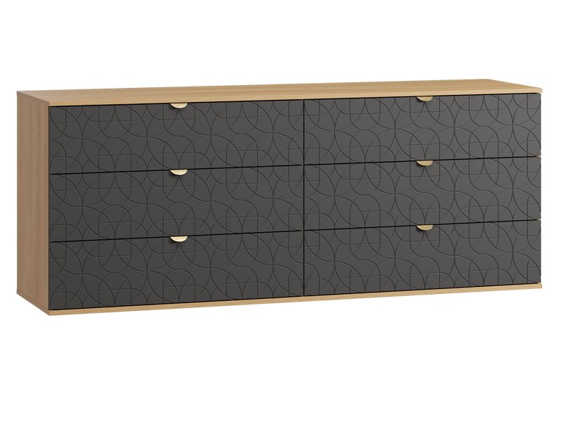 Комод Монблан 185x76 Графитовый с рисунком Ритм