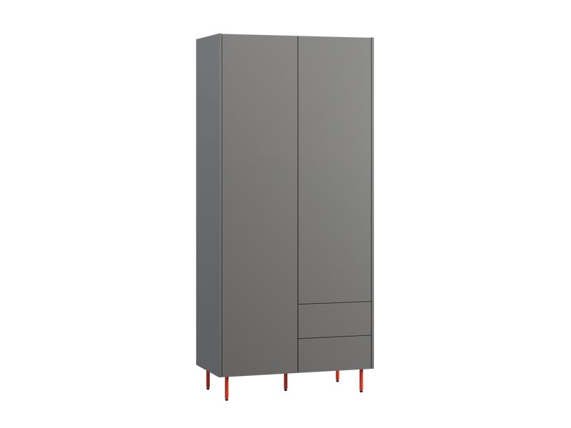 Распашной шкаф Изи 2-100x220 Графитовый/Оранжевый
