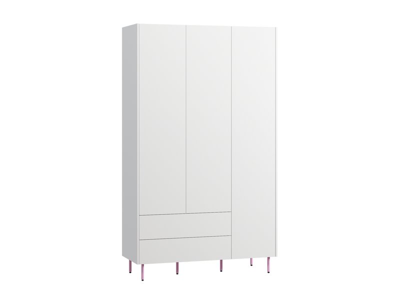 Распашной шкаф Изи 3-130x220 Белый/Розовый