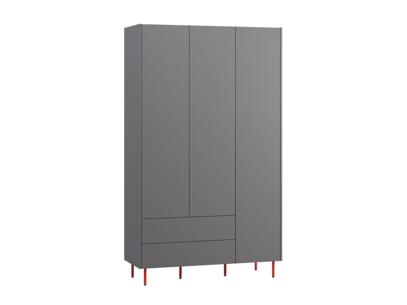Распашной шкаф Изи 3-130x220 Графитовый/оранжевый
